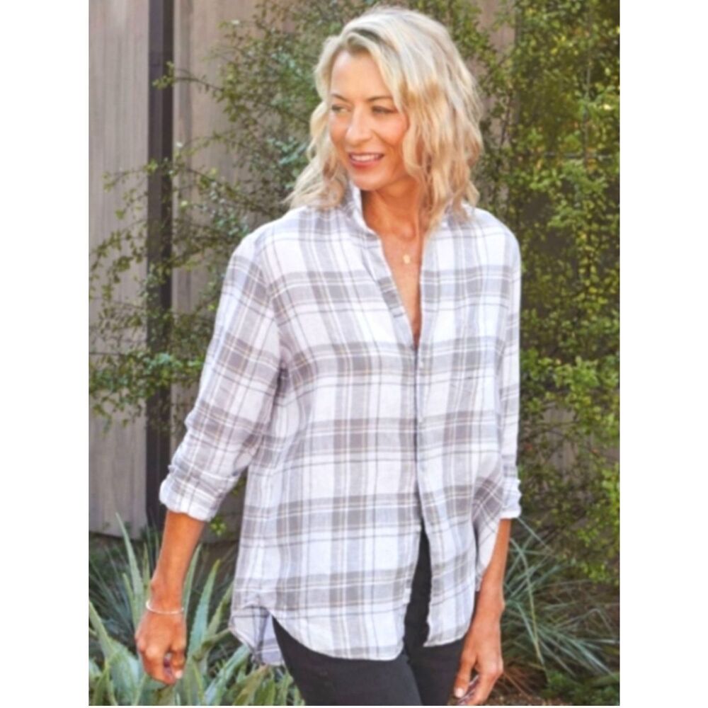 New Frank & Eileen Eileen in Washed Linen Gray Plaid Large